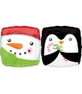 Penguin Snowman Double Sided Standard Balloon Party Supplies Decorations Ideas Novelty Gift