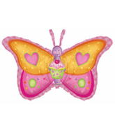 Pink Orange Butterfly Holding Cupcake Supershape Balloon Party Supplies Decorations Ideas Novelty Gift