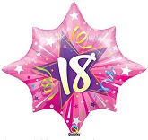 Starburst 18th Birthday 18 Pink Supershape Balloon Party Supplies Decorations Ideas Novelty Gift