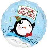 Seasons Greetings Penguin Sledging Standard Balloon Party Supplies Decorations Ideas Novelty Gift