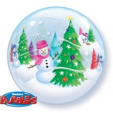 Festive Trees & Snowmen Scene Bubble Balloon Party Supplies Decorations Ideas Novelty Gift