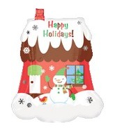 Large Happy Holidays Scenic Snowman Home Balloon Party Supplies Decorations Ideas Novelty Gift