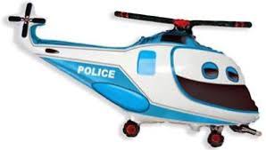 Police Emergency Helicopter Supershape Balloon Party Supplies Decorations Ideas Novelty Gift