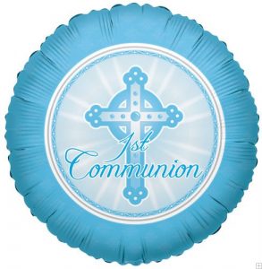 Blue 1st Holy Communion Cross Standard Balloon Party Supplies Decorations Ideas Novelty Gift