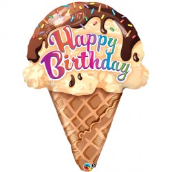 Happy Birthday Ice Cream Supershape Balloon Party Supplies Decorations Ideas Novelty Gift
