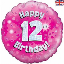 Happy 12th Birthday Pink Standard Balloon Party Supplies Decorations Ideas Novelty Gift