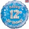18in Happy 12th Birthday Blue Balloon Party Supplies Decorations Ideas Novelty Gift
