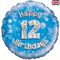 Happy 12th Birthday Blue Standard Balloon Party Supplies Decorations Ideas Novelty Gift