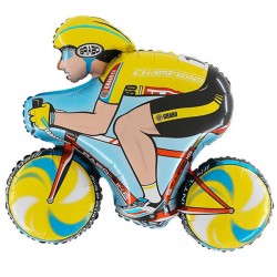 Yellow Cyclist Racing Bike Rider Supershape Balloon Party Supplies Decorations Ideas Novelty Gift