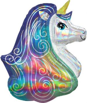 Iridescent Rainbow Unicorn Supershape Balloon Party Supplies Decorations Ideas Novelty Gift