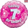 Happy 7th Birthday Pink Glitz 18in Balloon Party Supplies Decorations Ideas Novelty Gift