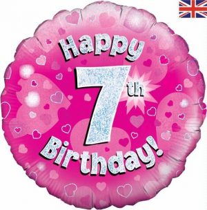 Happy 7th Birthday Pink Glitz Standard Balloon Party Supplies Decorations Ideas Novelty Gift
