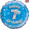 Happy 7th Birthday Blue Glitz 18in Balloon Party Supplies Decorations Ideas Novelty Gift