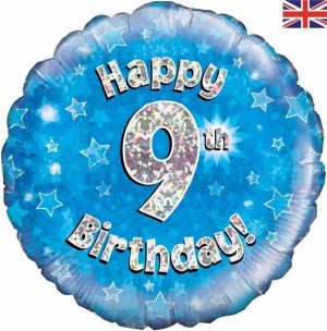 Happy 9th Birthday Blue Glitz Standard Balloon Party Supplies Decorations Ideas Novelty Gift