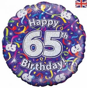 Happy 65th Birthday Purple Standard Balloon Party Supplies Decorations Ideas Novelty Gift