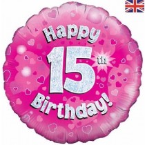 Happy 15th Birthday Pink Standard Balloon Party Supplies Decorations Ideas Novelty Gift