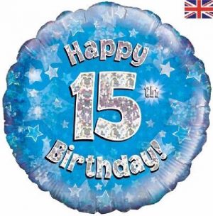 Happy 15th Birthday Blue Standard Balloon Party Supplies Decorations Ideas Novelty Gift