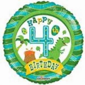 Happy 4th Birthday Dinosaur Standard Balloon Party Supplies Decorations Ideas Novelty Gift
