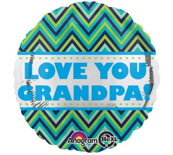 Love You Grandpa Chevron Standard Balloon Party Supplies Decorations Ideas Novelty Gift