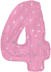 CTI Jumbo Number 4 Pink Sparkle Balloon Party Supplies Decorations Ideas Novelty Gift