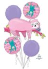 Pink Sloth 5-Balloon Bouquet Party Supplies Decorations Ideas Novelty Gift 40666