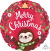 Christmas Sloth 18in Balloon Party Supplies Decorations Ideas Novelty Gift 42050