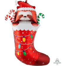 Xmas Stocking Sloth Supershape Balloon Party Supplies Decorations Ideas Novelty Gift