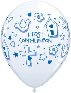 Blue Communion Symbols 11in Latex Balloons Party Supplies Decorations Ideas Novelty Gift 37197