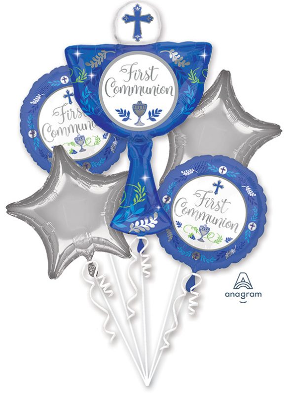 Communion Blue Chalice 5-Balloon Bouquet Bouquet Party Supplies Decorations Ideas Novelty Gift 37369