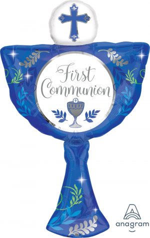 Blue First Communion Chalice Balloon Party Supplies Decorations Ideas Novelty Gift