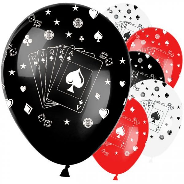 6 Pcs Casino Card Decks Latex Balloons Party Supplies Decorations Ideas Novelty Gift