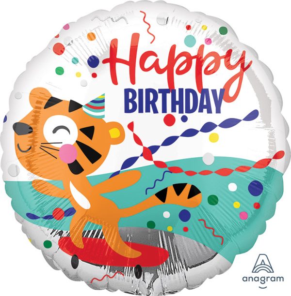 Happy Birthday Skating Tiger Standard Balloon Party Supplies Decorations Ideas Novelty Gift