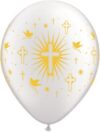Gold Cross Doves 11in Latex Balloons Party Supplies Decorations Ideas Novelty Gifts 86384