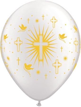 Gold Cross Doves 11in Latex Balloons Party Supplies Decorations Ideas Novelty Gifts 86384
