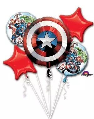 Avengers Shield 5-Balloon Bouquet Party Supplies Decorations Ideas Novelty Gift 34842