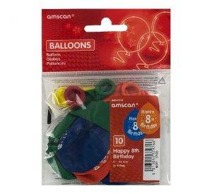 10pcs 8th Birthday Latex Balloons