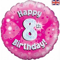 Happy 8th Birthday Pink Glitz Balloon Party Supplies Decorations Ideas Novelty Gift