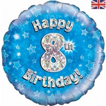 Happy 8th Birthday Blue Glitz Balloon Party Supplies Decorations Ideas Novelty Gift