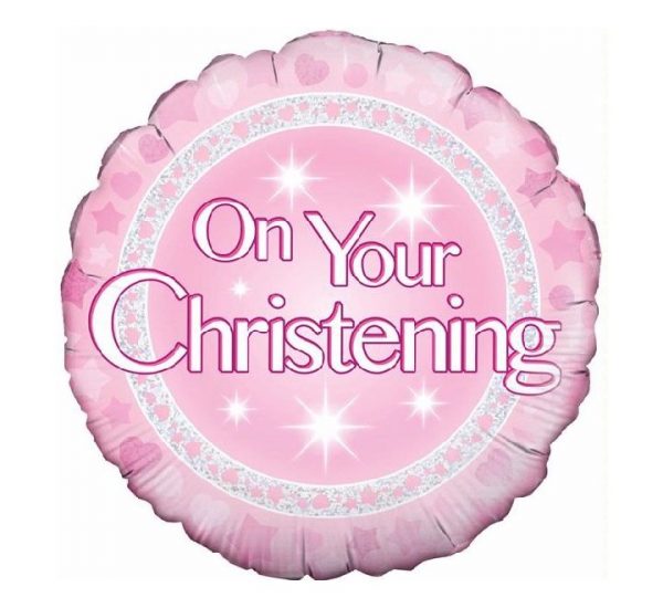 Pink Holographic Christening 18in Balloon Party Supplies Decorations Ideas Novelty Gift 228236