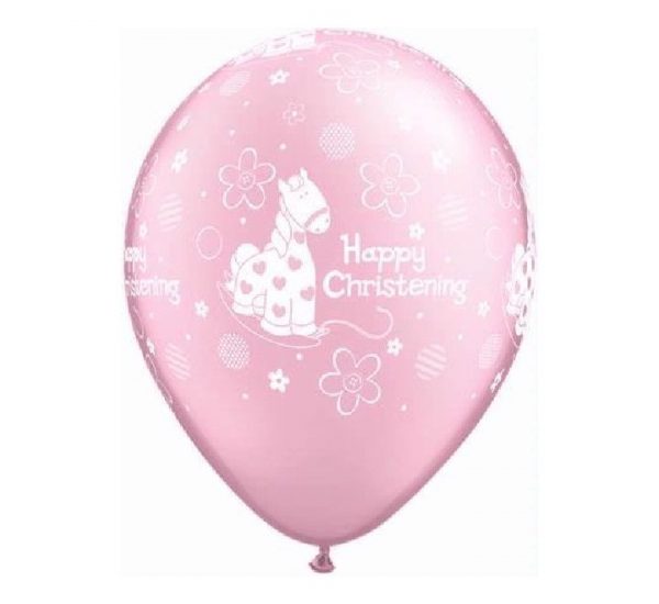 Pink Christening Pony 11in Latex Balloons Party Supplies Decorations Ideas Novelty Gift