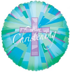 Blue & Pink Christening Cross Standard Balloon Party Supplies Decorations Ideas Novelty Gift
