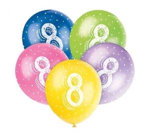 5pcs 8th Birthday Latex Balloons
