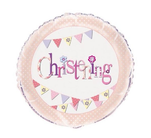 Pink Bunting Christening 18in Balloon Party Supplies Decorations Ideas Novelty Gift 52047