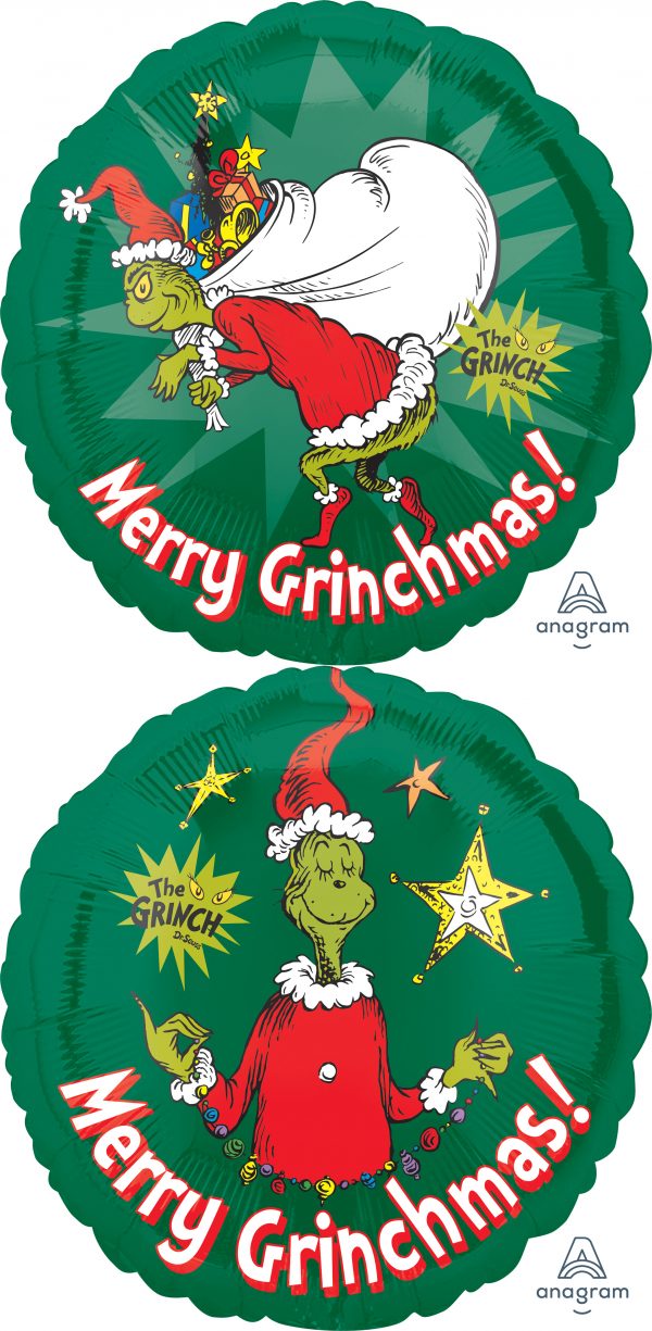 Merry Xmas Grinch Standard Balloon Party Supplies Decorations Ideas Novelty Gift