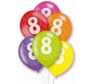 6pcs 8th Birthday Dots Latex Balloons Party Supplies Decorations Ideas Novelty Gift