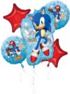 Sonic Hedgehog 5-Balloon Bouquet Party Supplies Decorations Ideas Novelty Gift 44524