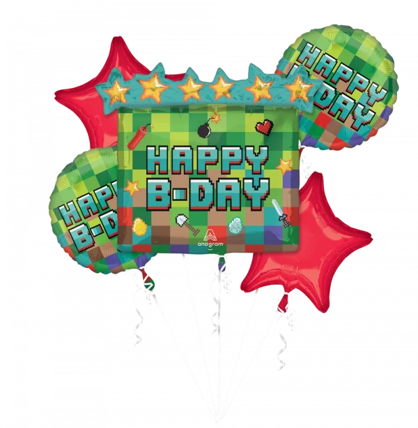 TNT Pixel Balloon Bouquet Party Supplies Decorations Ideas Novelty Gift