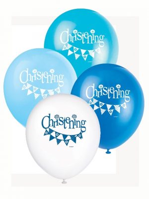 Blue Christening Bunting Latex Balloons Party Supplies Decorations Ideas Novelty Gift