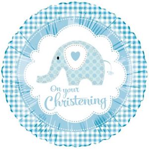 Blue Plaid Elephant Christening Balloon Party Supplies Decorations Ideas Novelty Gift