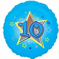 Blue Stars 10th Birthday 18in Balloon Party Supplies Decorations Ideas Novelty Gift 29541